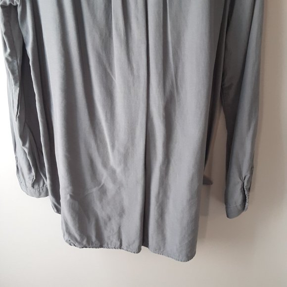 Maeve Grey Tie-Front Long-Sleeve Blouse Collar Size Medium - Picture 9 of 13